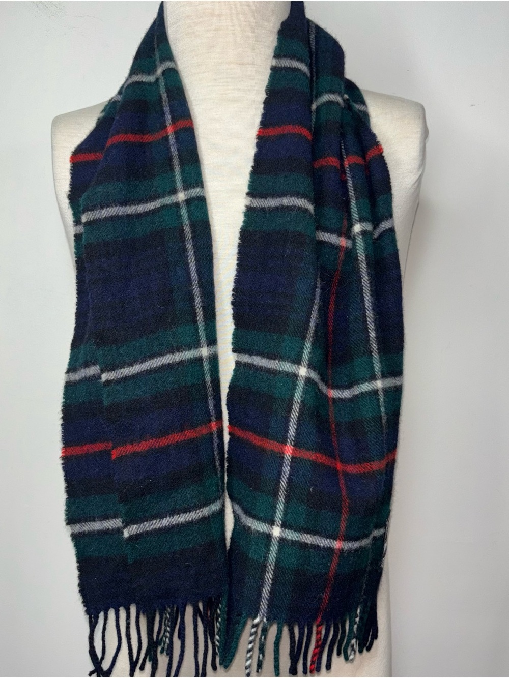 Vintage Brooks Brothers Wool Tartan Mackenzie Plaid Scarf Fringe Scotland